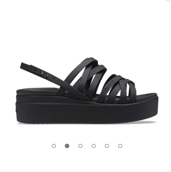 Womens CROCS Literide Brooklyn Strappy Wedge Platform Sandals Size 8 Black - Picture 2 of 11